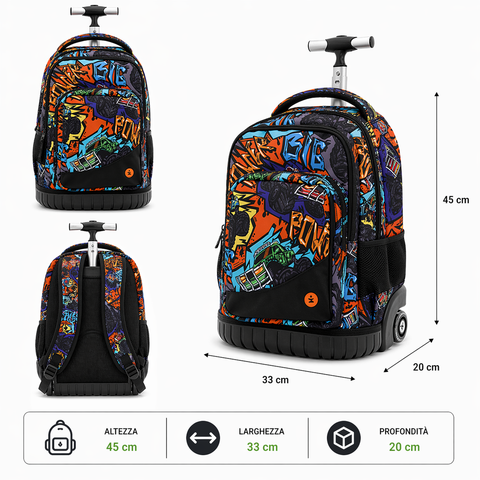 Monster Car Premium Trolley Backpack BeSmart 45x33x20 cm | Rolling school backpack for stationery shops
