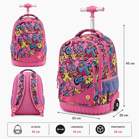 Premium WOW BeSmart Trolley Backpack 45x33x20 cm | School backpack with wheels for stationers