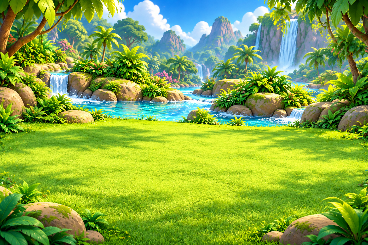 Un giardino tropicale vicino al fiume